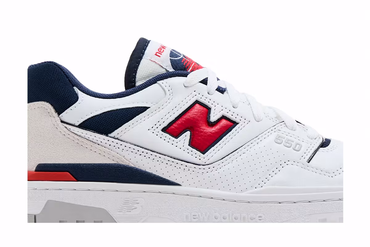 New Balance 550 White Navy True Red, view 3