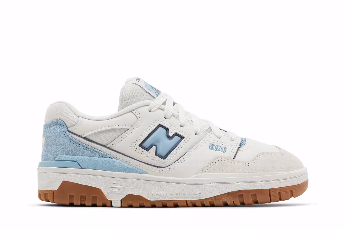 New Balance 550 Big Kid White Blue Gum, view 2