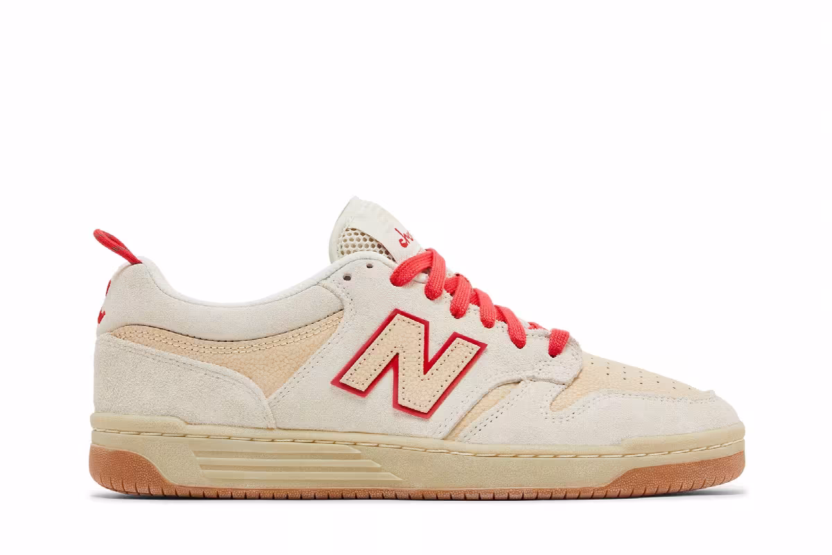 Chocolate Skateboards x New Balance Numeric 480 Sea Salt Red, view 2