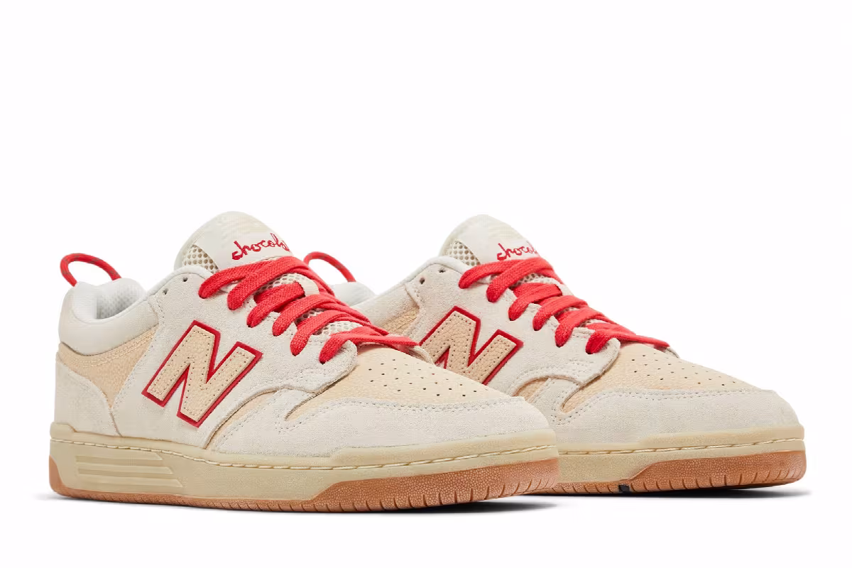 Chocolate Skateboards x New Balance Numeric 480 Sea Salt Red, view 9
