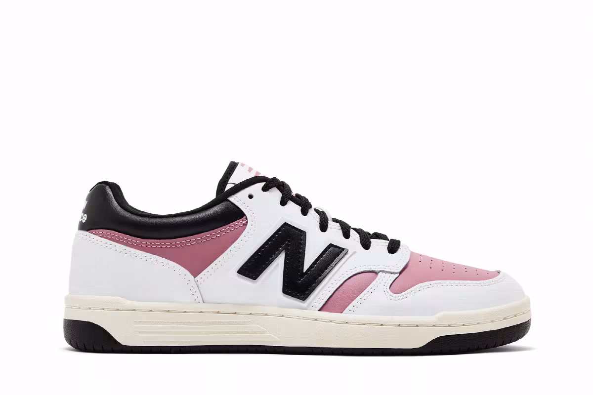 New Balance 480 White Rosewood Black, view 2