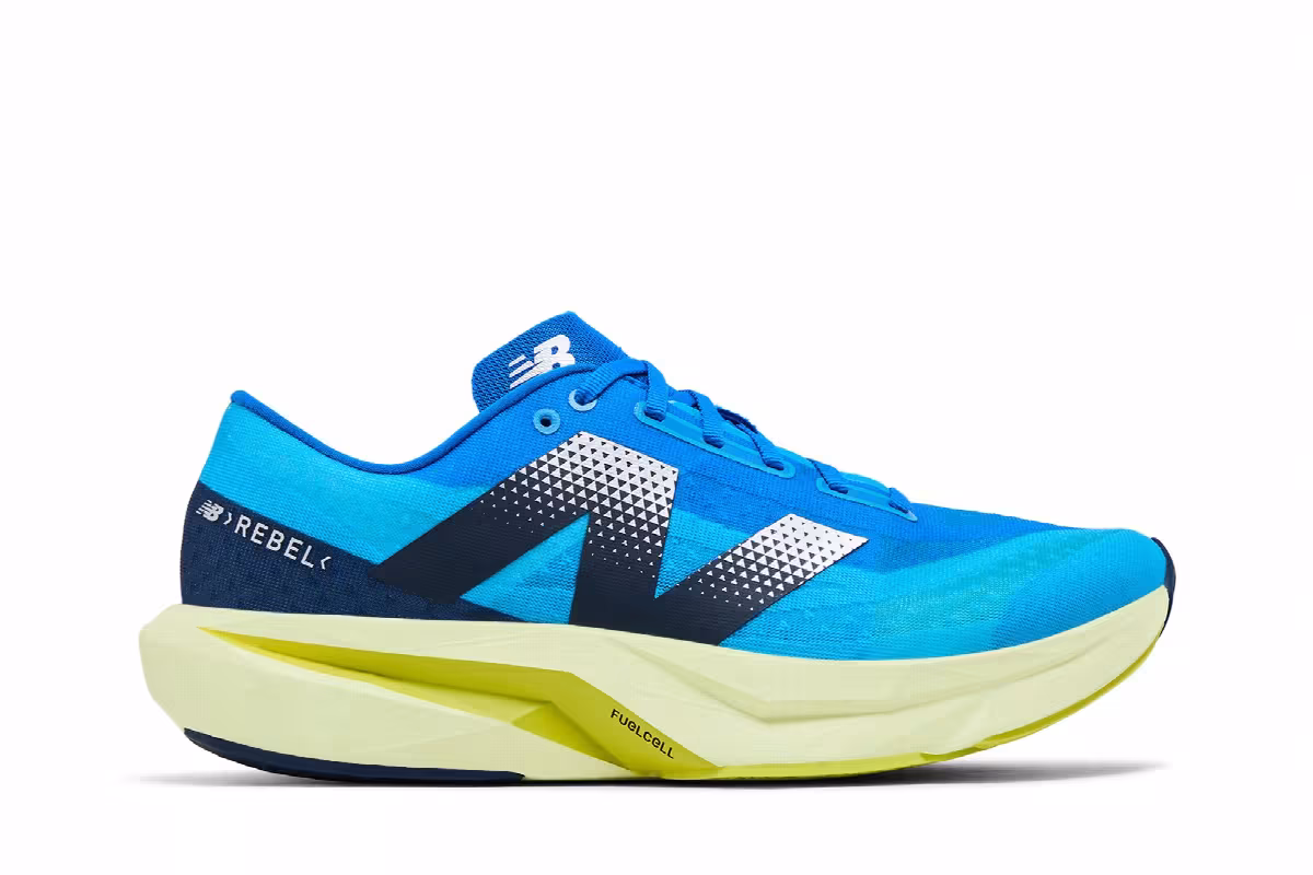 New Balance FuelCell Rebel v4 2E Wide Spice Blue Limelight, view 2