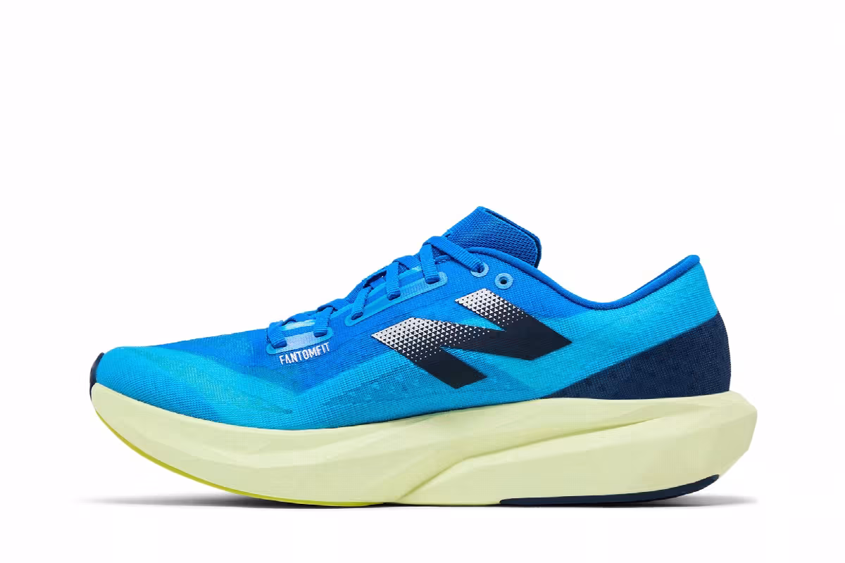 New Balance FuelCell Rebel v4 2E Wide Spice Blue Limelight, view 4