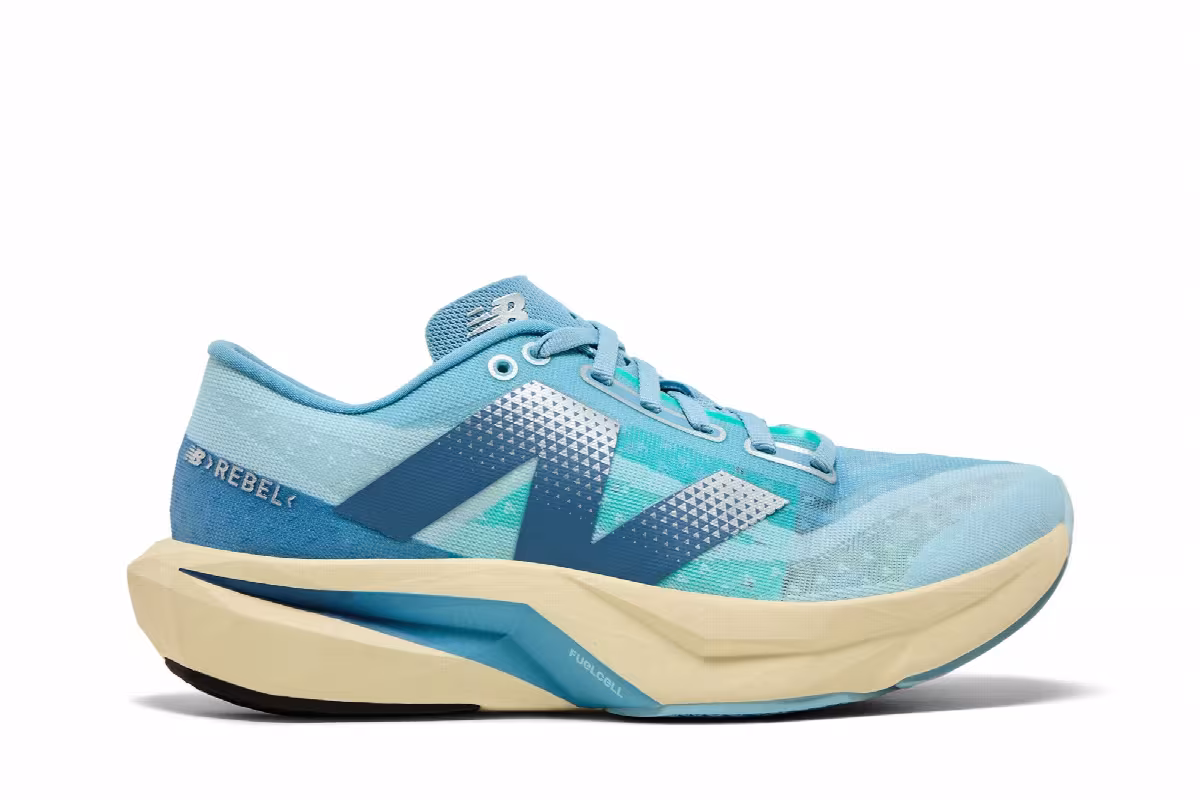 New Balance Women's FuelCell Rebel v4 Quarry Heron Blue, view 2