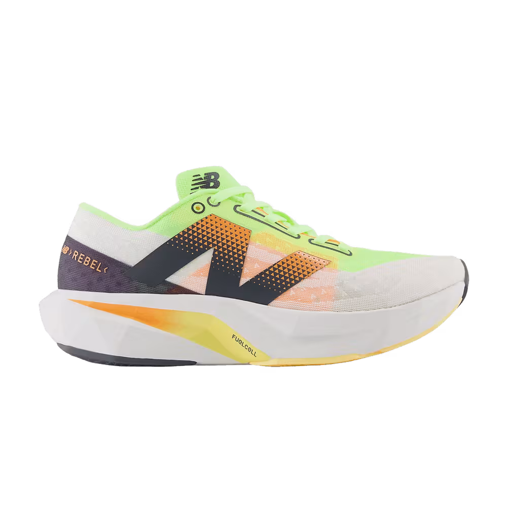 New Balance Women's FuelCell Rebel v4 White Bleached Lime Glo