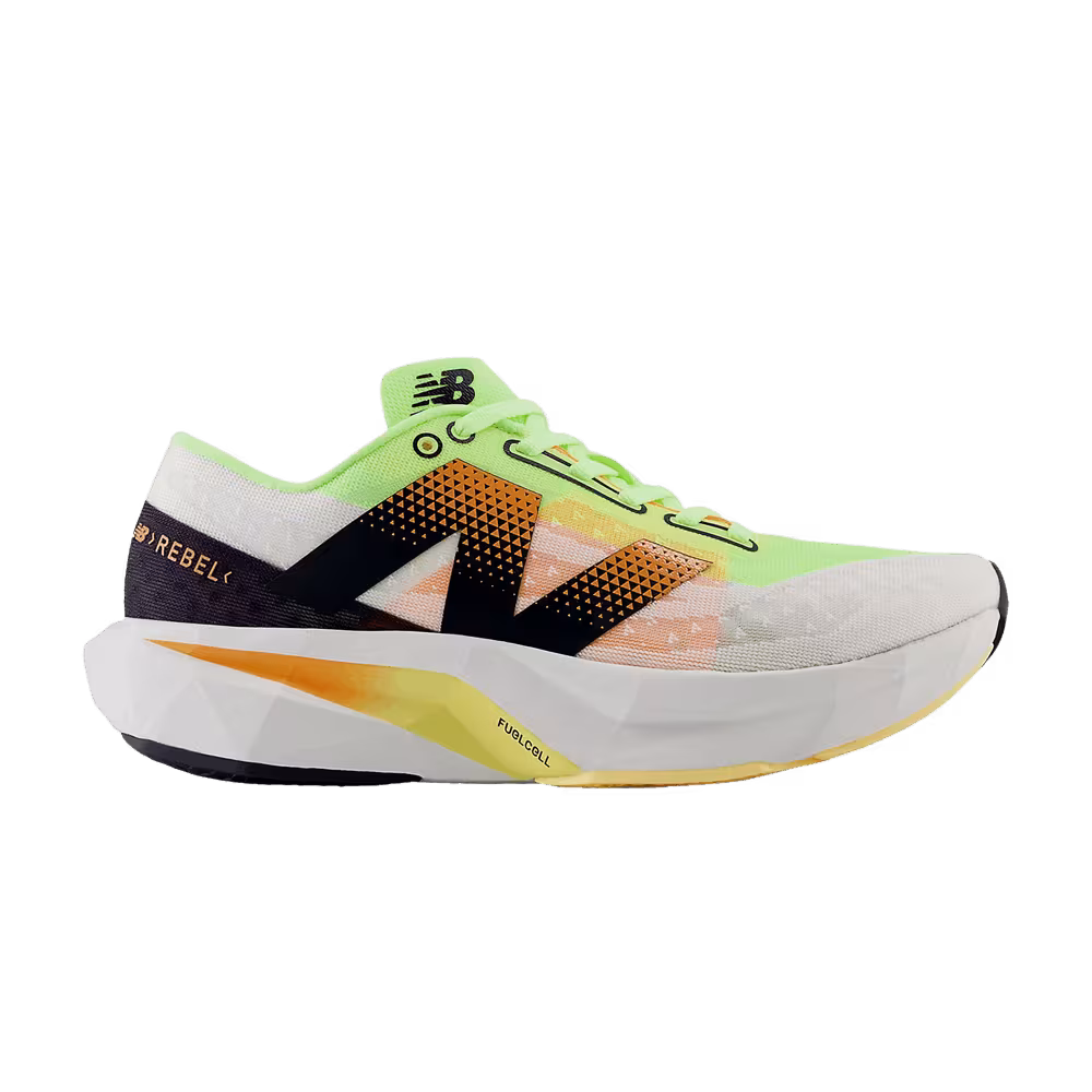 New Balance FuelCell Rebel v4 2E Wide White Bleached Lime Glo