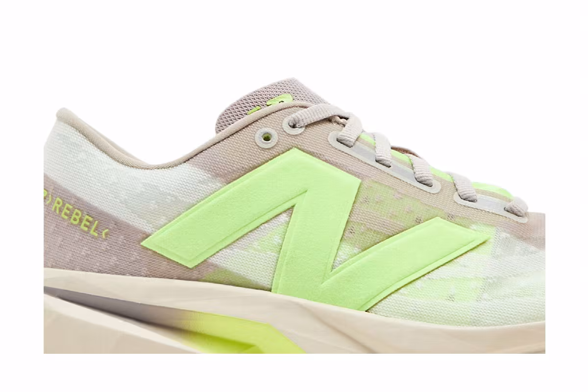New Balance Women's FuelCell Rebel v4 Moonrock Bleached Lime Glo, view 3