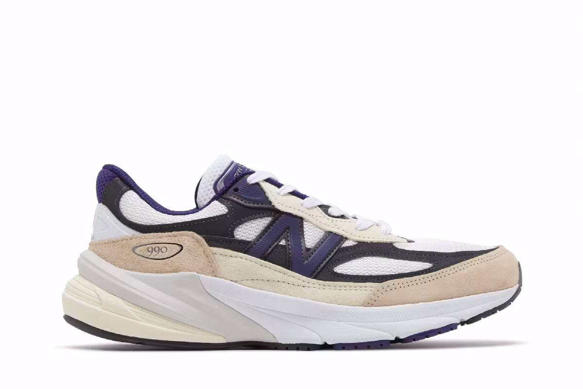 Teddy Santis x New Balance 990v6 Made in USA White Black Plum, view 2