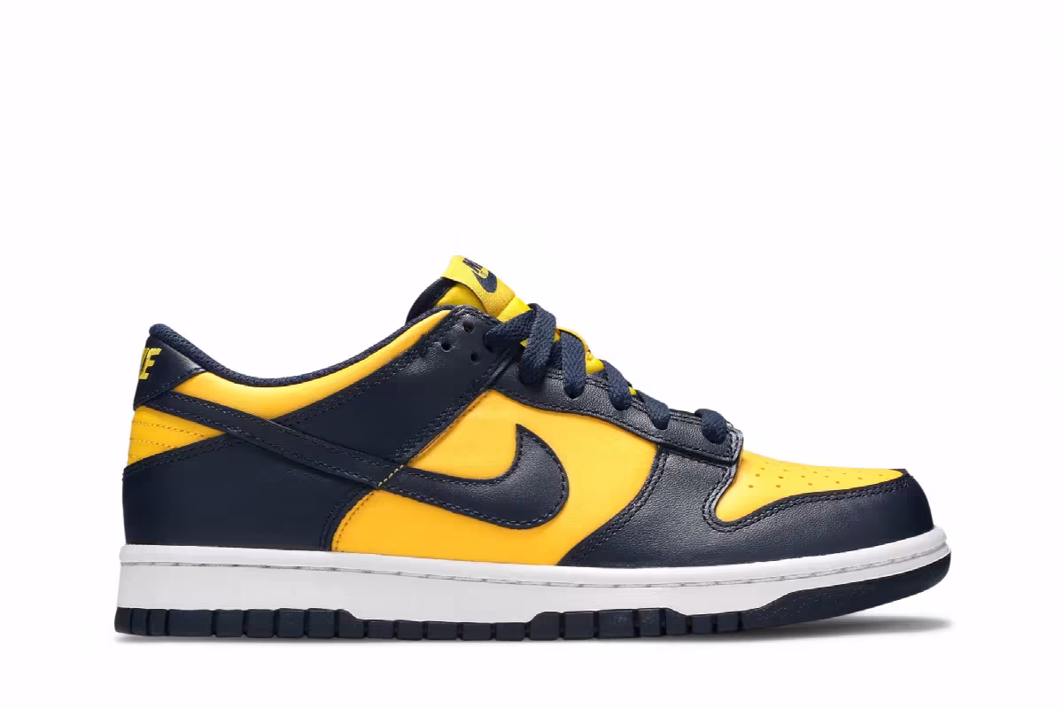 Nike Dunk Low GS Michigan 2021, view 2