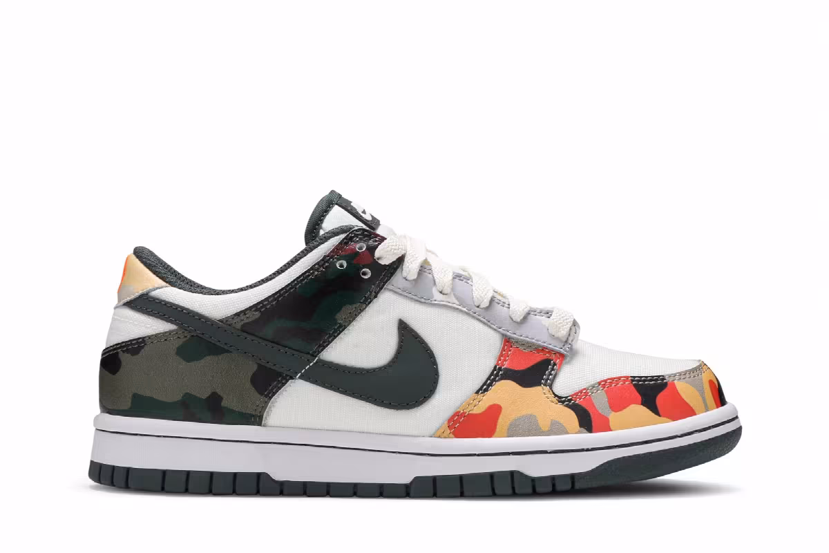 Nike Dunk Low SE GS Sail Multi-Camo, view 2