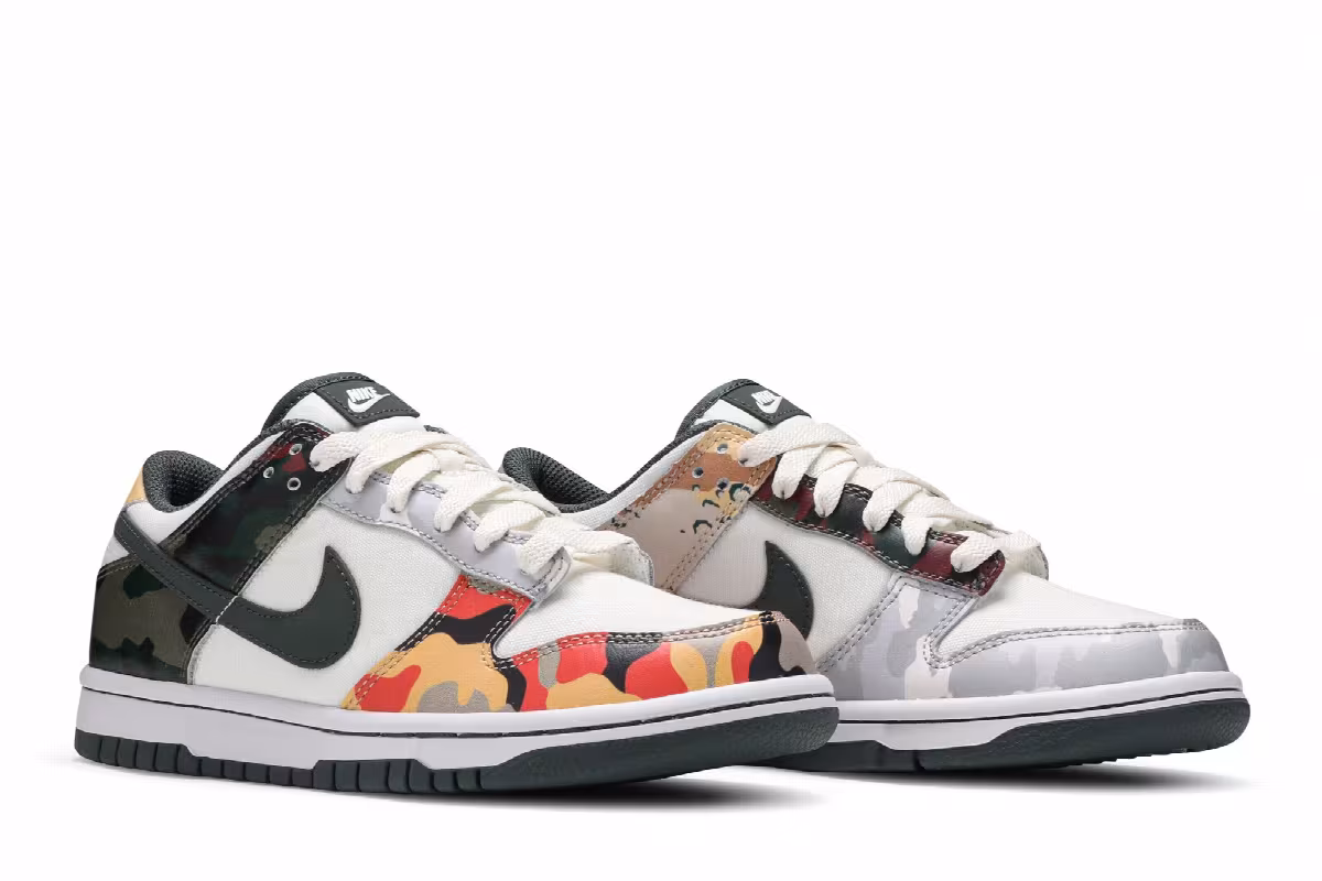 Nike Dunk Low SE GS Sail Multi-Camo, view 9