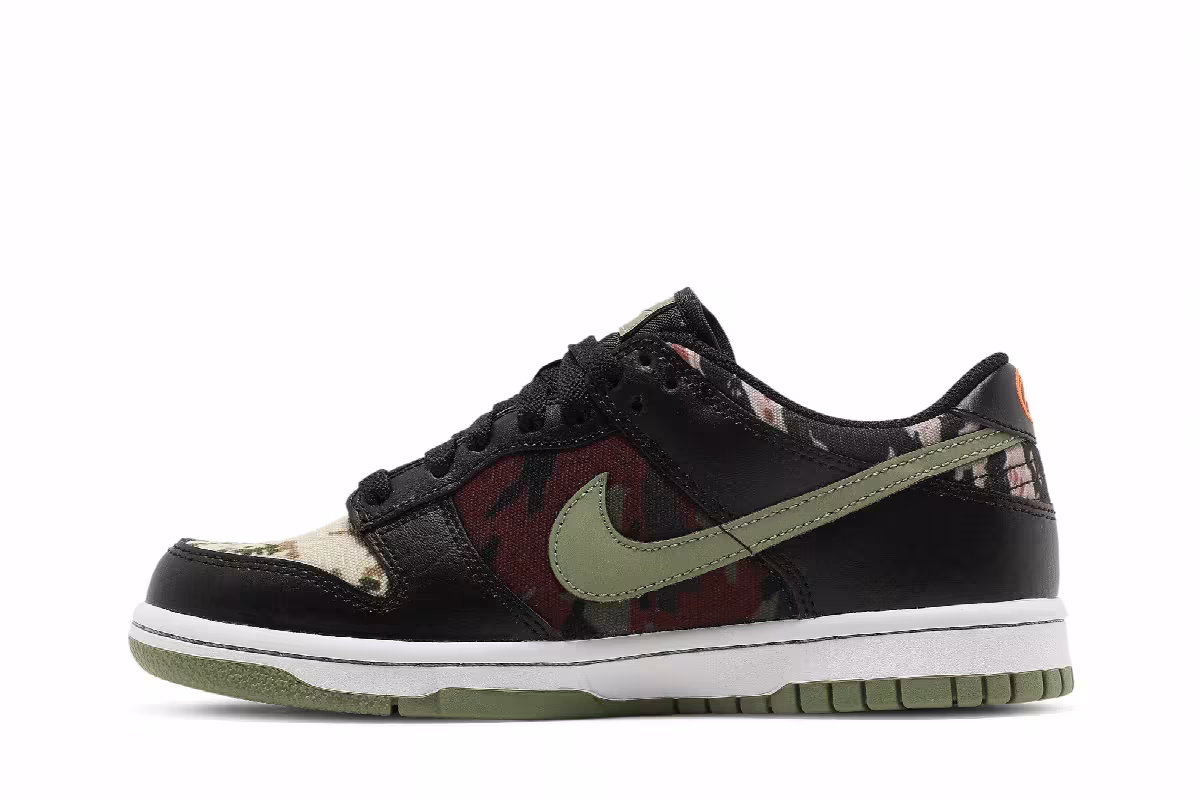 Nike Dunk Low SE GS Black Multi-Camo, view 4