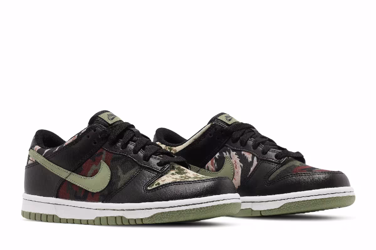 Nike Dunk Low SE GS Black Multi-Camo, view 9