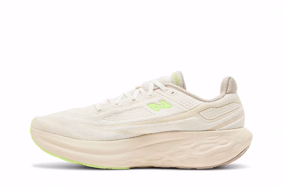 New Balance Fresh Foam X 1080v13 2E Wide Moonrock Bleached Lime Glo, view 4