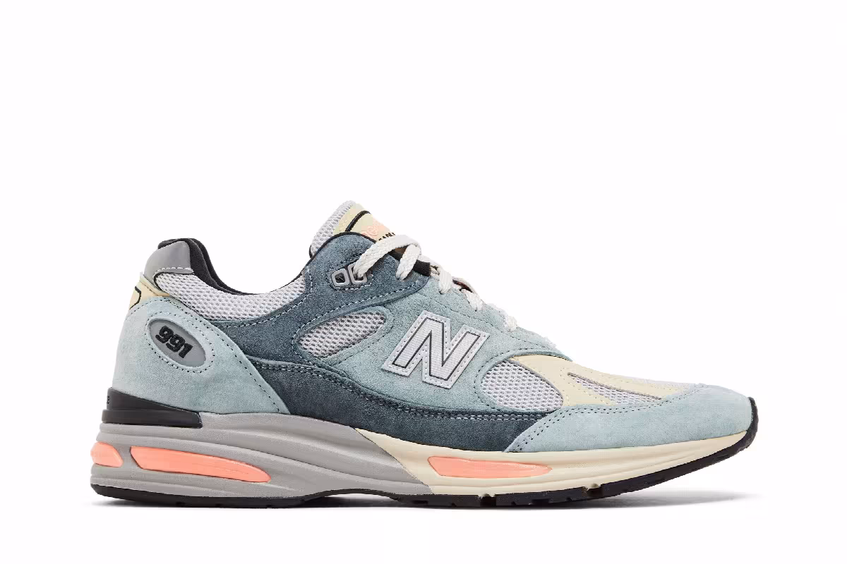 New Balance 991v2 Made In England Silver Blue Turbulence, view 2