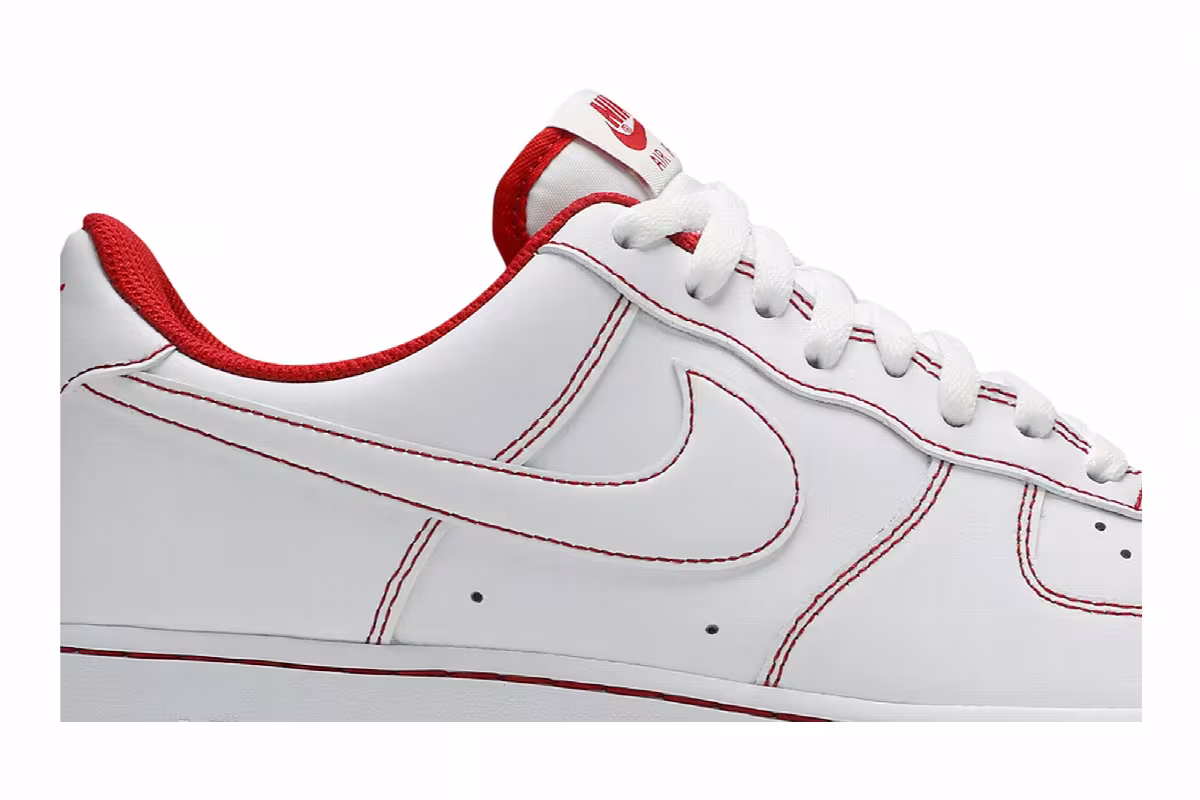Nike Air Force 1 White University Red, view 3