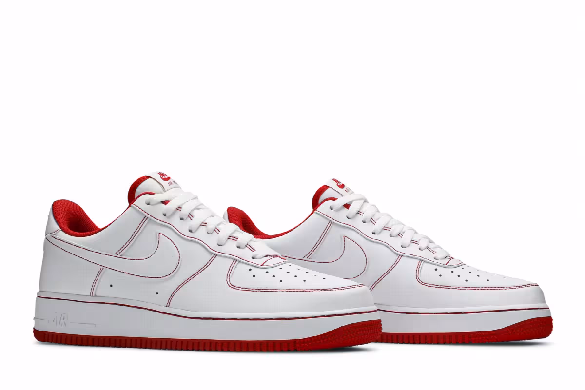 Nike Air Force 1 White University Red, view 9