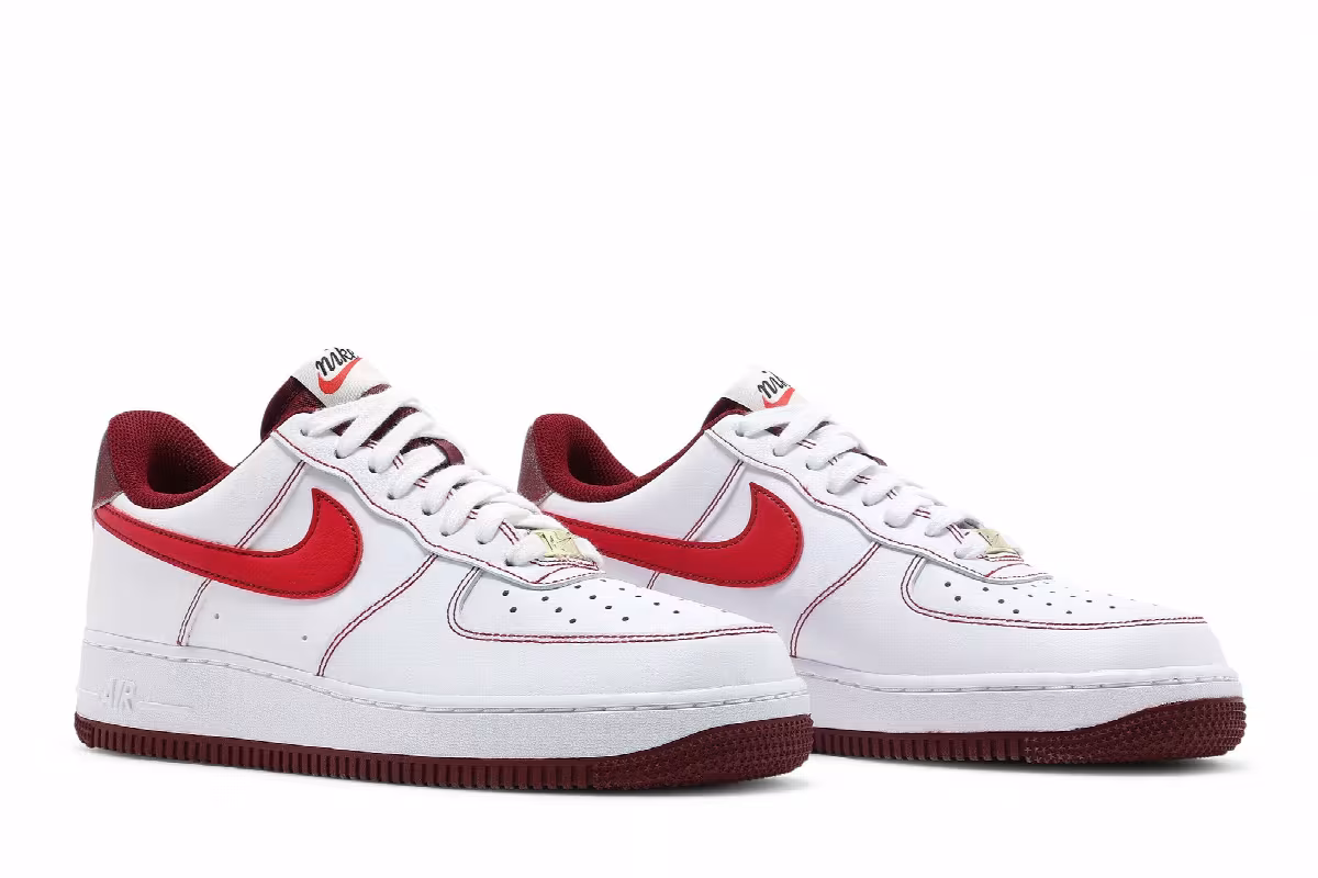 Nike Air Force 1 White University Red, view 9