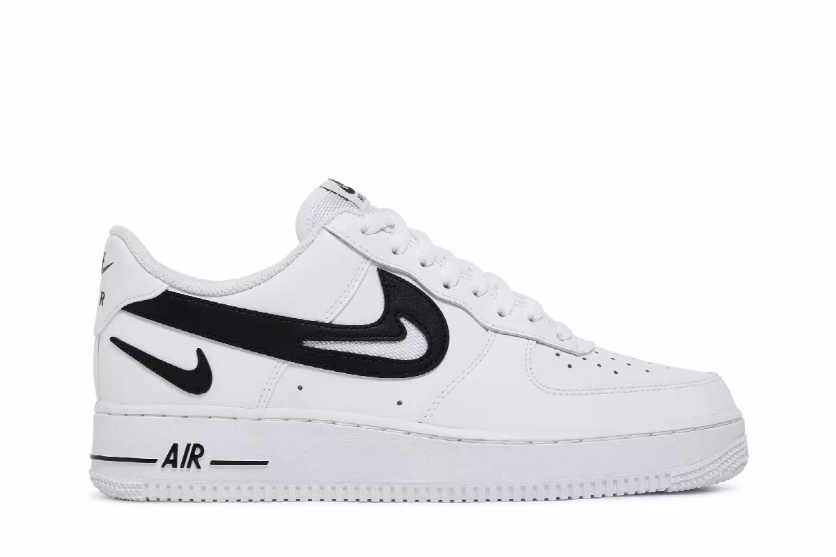 Nike Air Force 1 Cut Out Swoosh - White Black, view 2