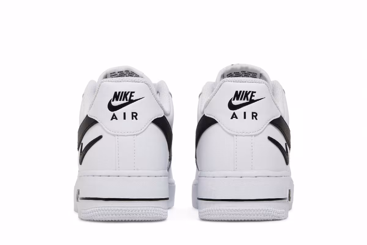 Nike Air Force 1 Cut Out Swoosh - White Black, view 7
