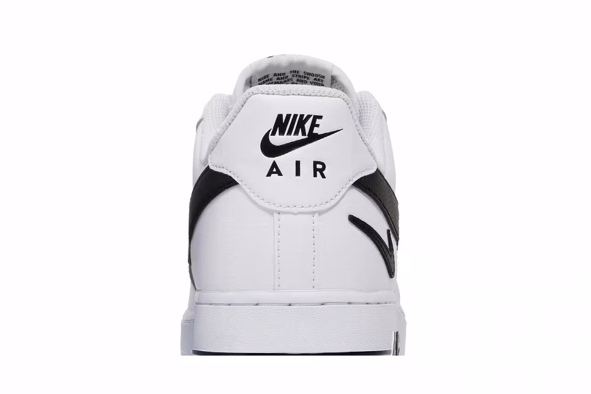 Nike Air Force 1 Cut Out Swoosh - White Black, view 8