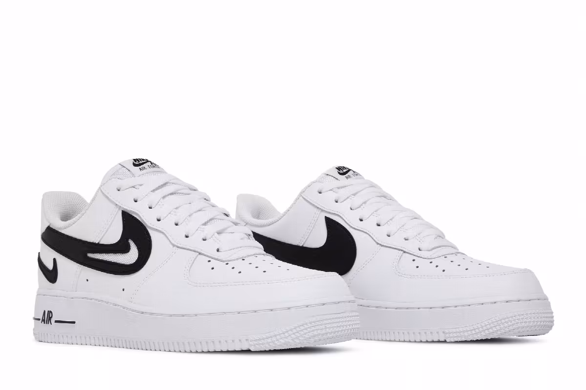 Nike Air Force 1 Cut Out Swoosh - White Black, view 9