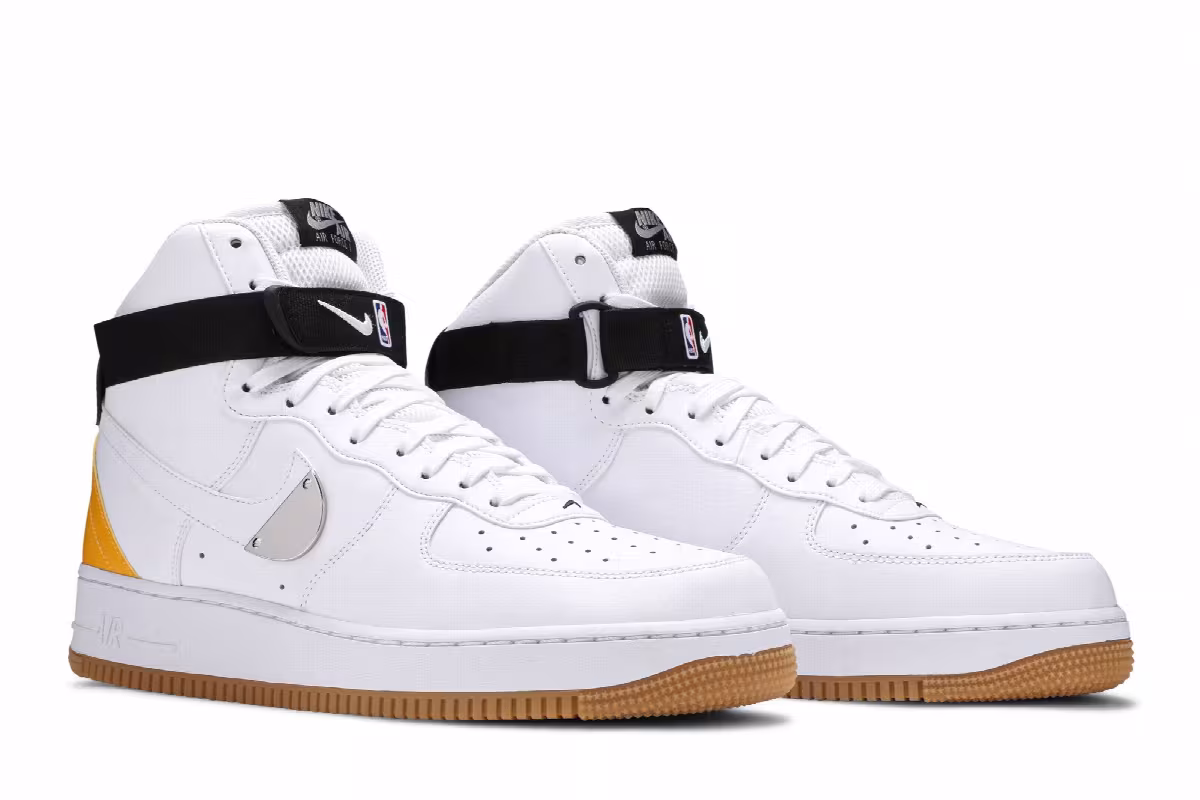 Nike NBA x Air Force 1 High White University Gold, view 9