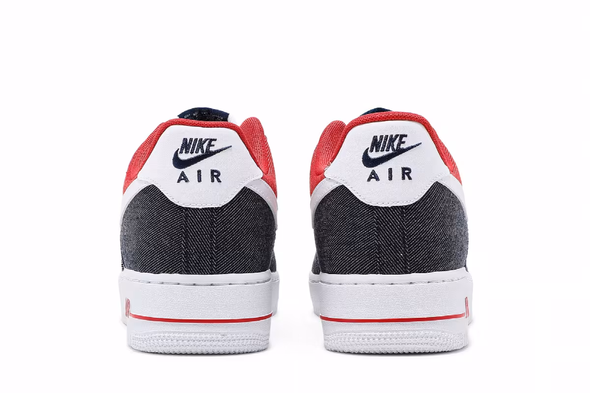 Nike Air Force 1 White Red Denim, view 7
