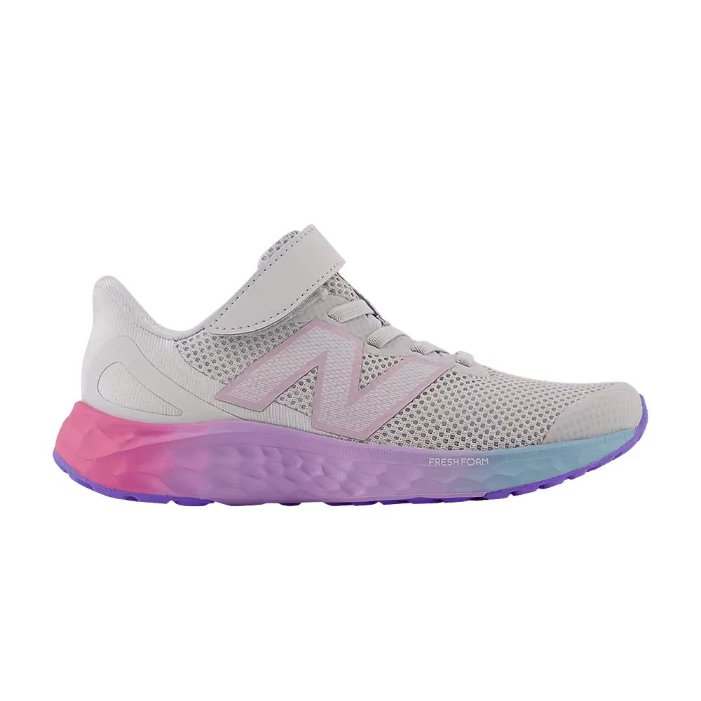 New Balance Fresh Foam Arishi v4 Bungee Lace Top Strap Little Kid Grey Matter Lilac Glo