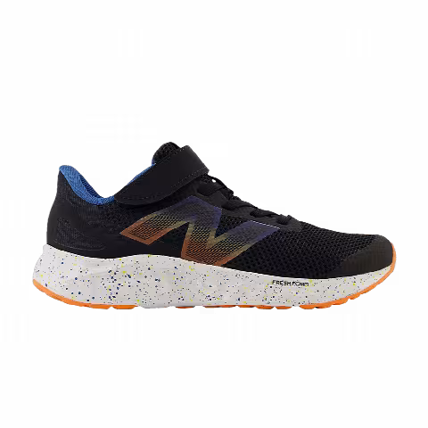 New Balance Fresh Foam Arishi v4 Bungee Lace Top Strap Little Kid 'Black Blue Blaze Orange'