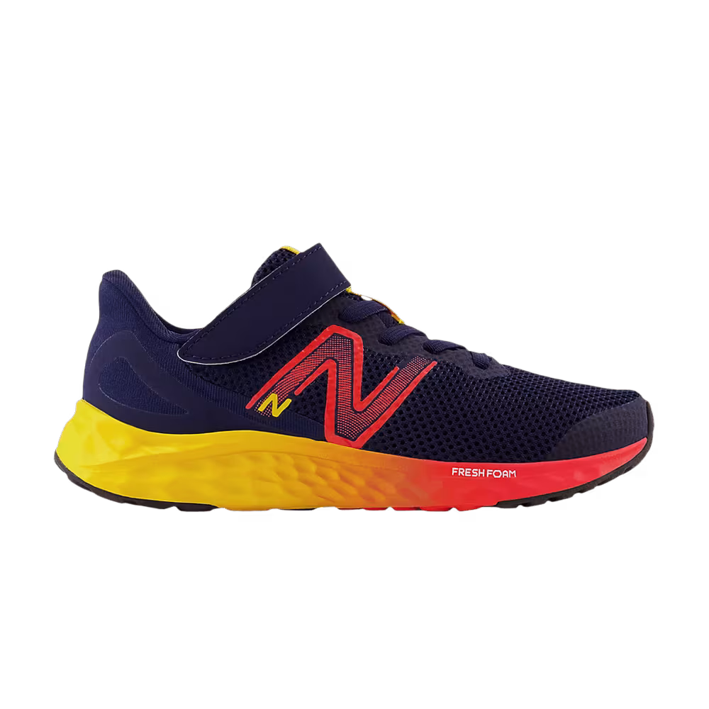 New Balance Fresh Foam Arishi v4 Bungee Lace Top Strap Little Kid Navy Electric Red Egg Yolk