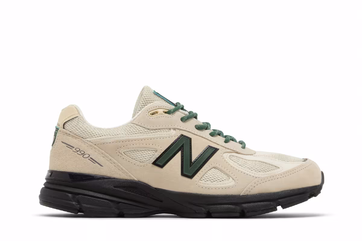 Teddy Santis x New Balance 990v4 Made in USA Macadamia Nut Black, view 2