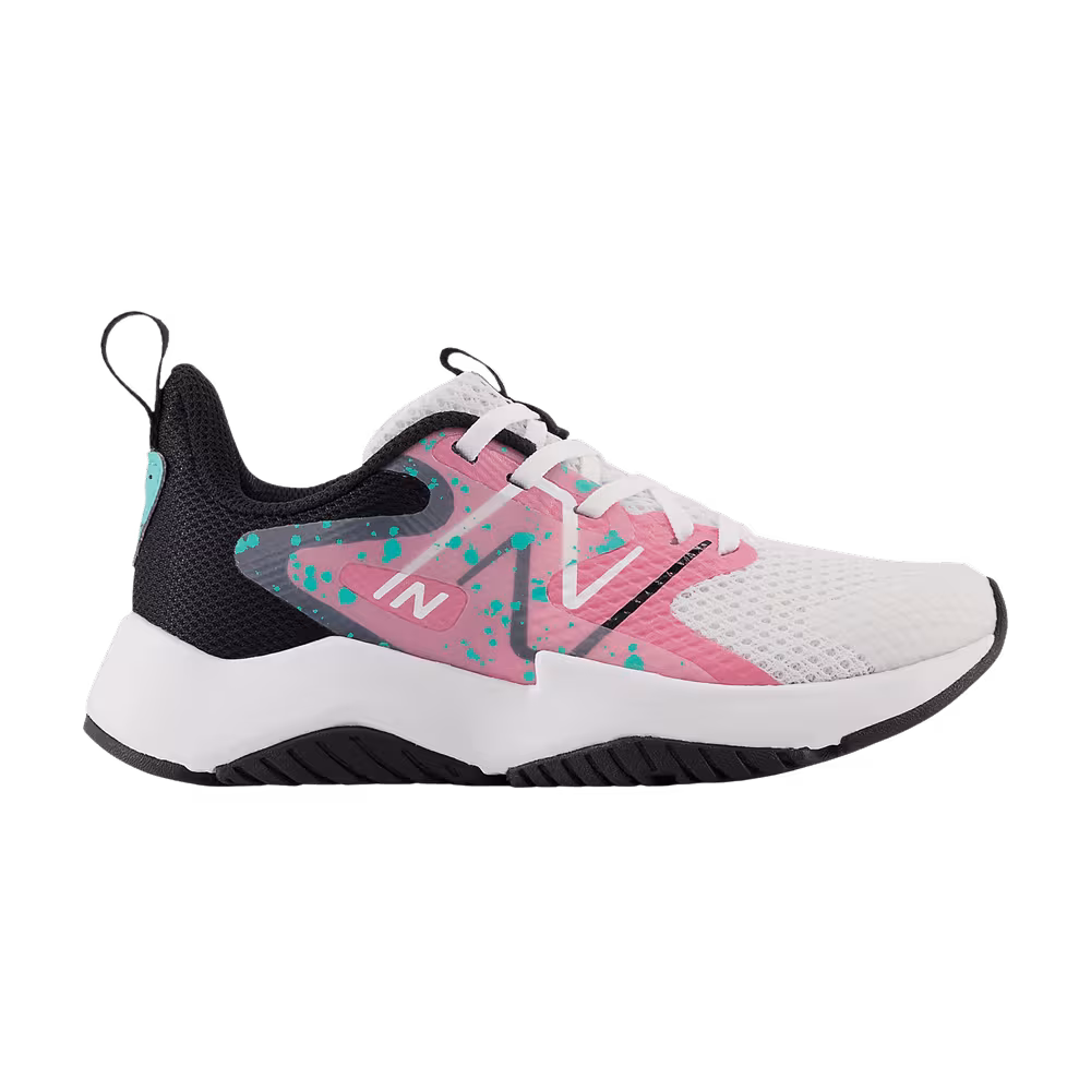 New Balance Rave Run v2 Little Kid White Real Pink Paint Splatter