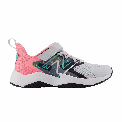 New Balance Rave Run v2 Bungee Lace Top Strap Big Kid 'Paint Splatter Pack - Quartz Grey Pink Cyber Jade'