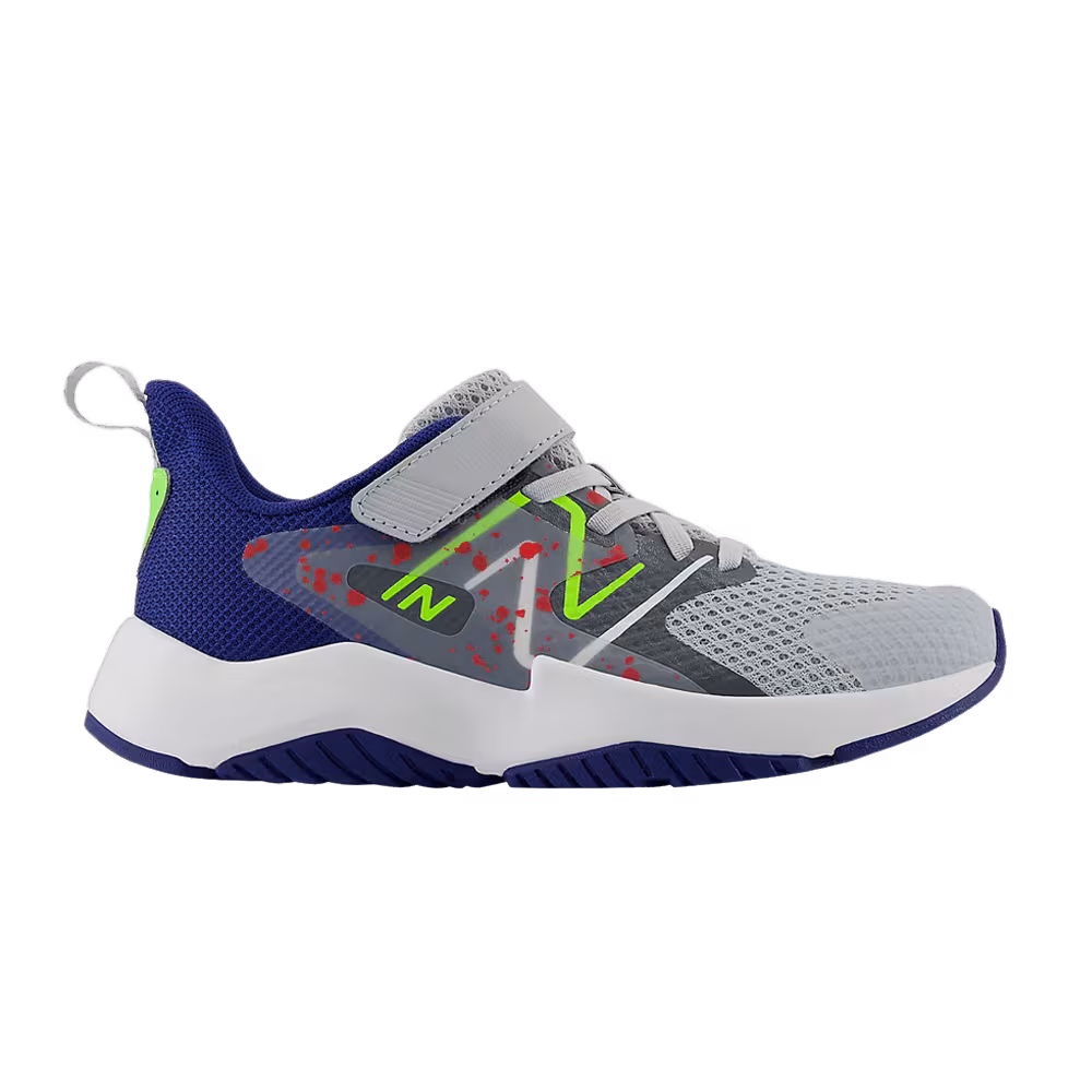 New Balance Rave Run v2 Bungee Lace Top Strap Big Kid Paint Splatter Pack - Granite Inkwell Green