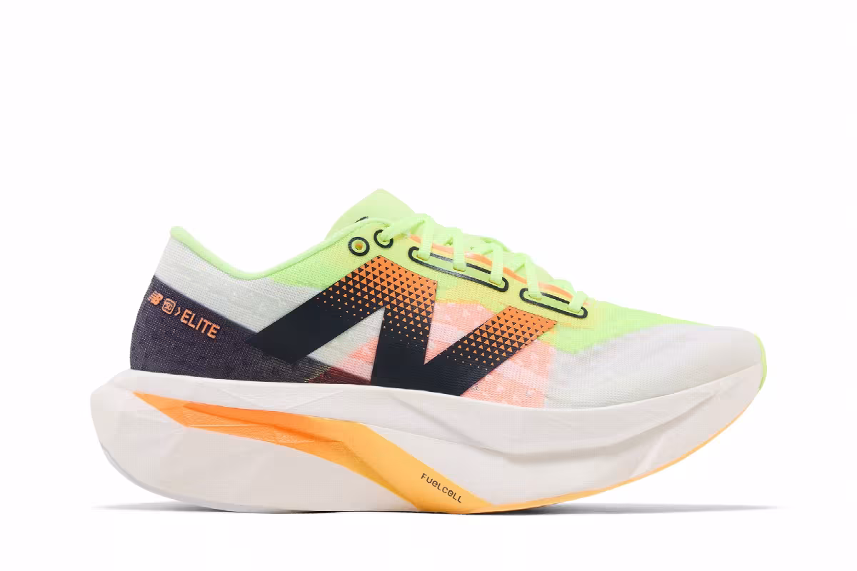 New Balance Women's FuelCell SuperComp Elite v4 White Lime Mango, view 2