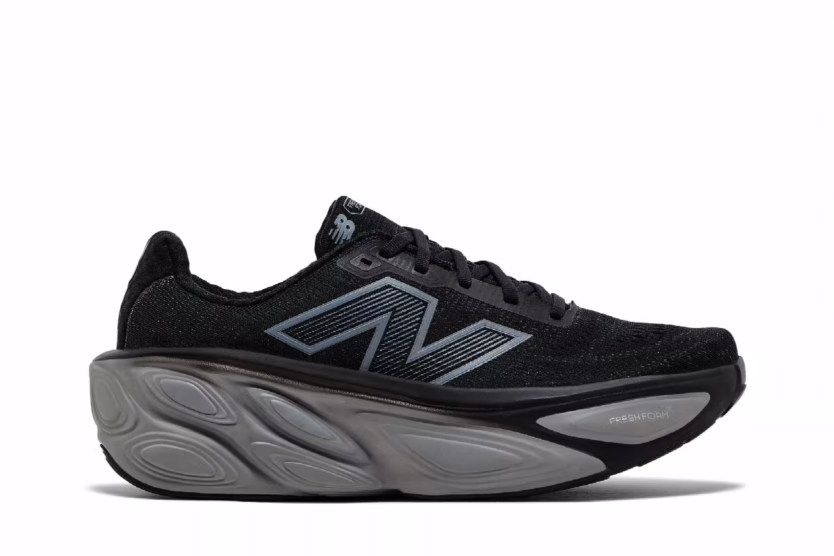 New Balance Fresh Foam X More v5 2E Wide Black Silver Metallic, view 2