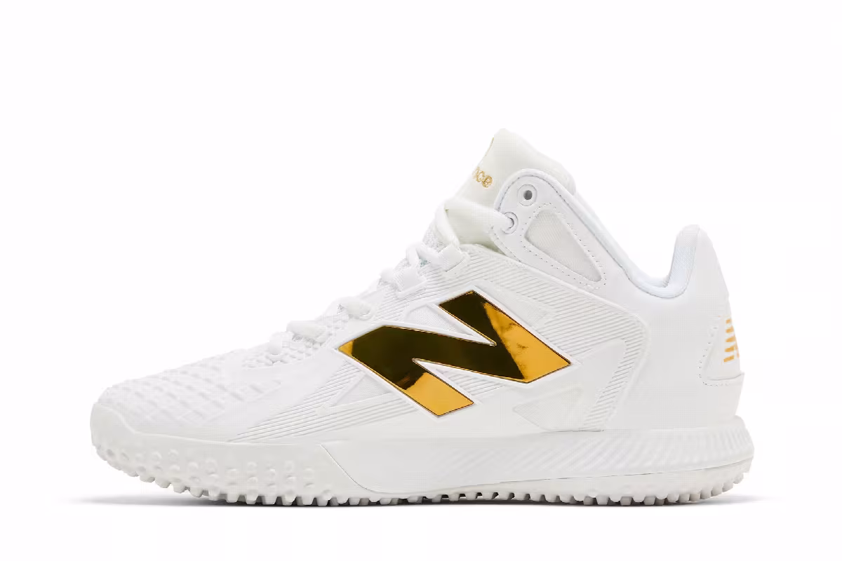 New Balance Ohtani 1 TF White Metallic Gold, view 4