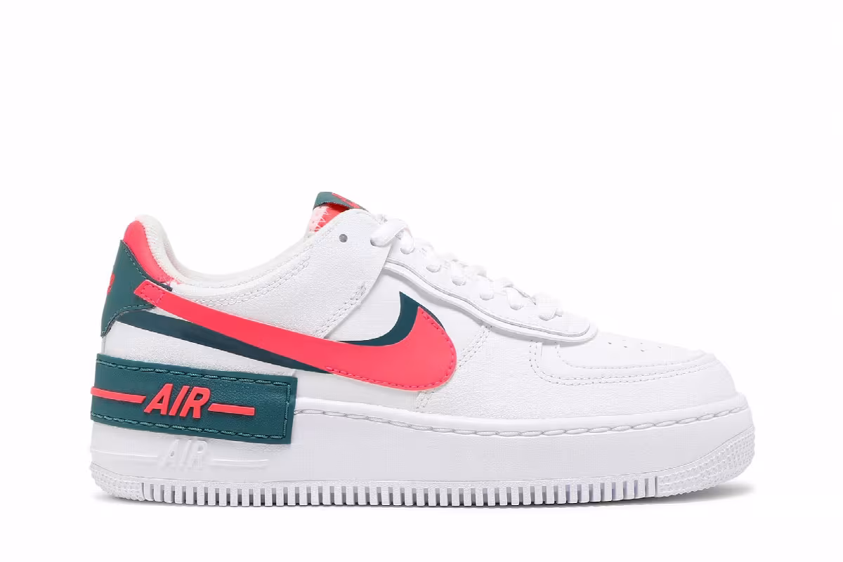 Nike Women's Air Force 1 Shadow White Solar Red, view 2
