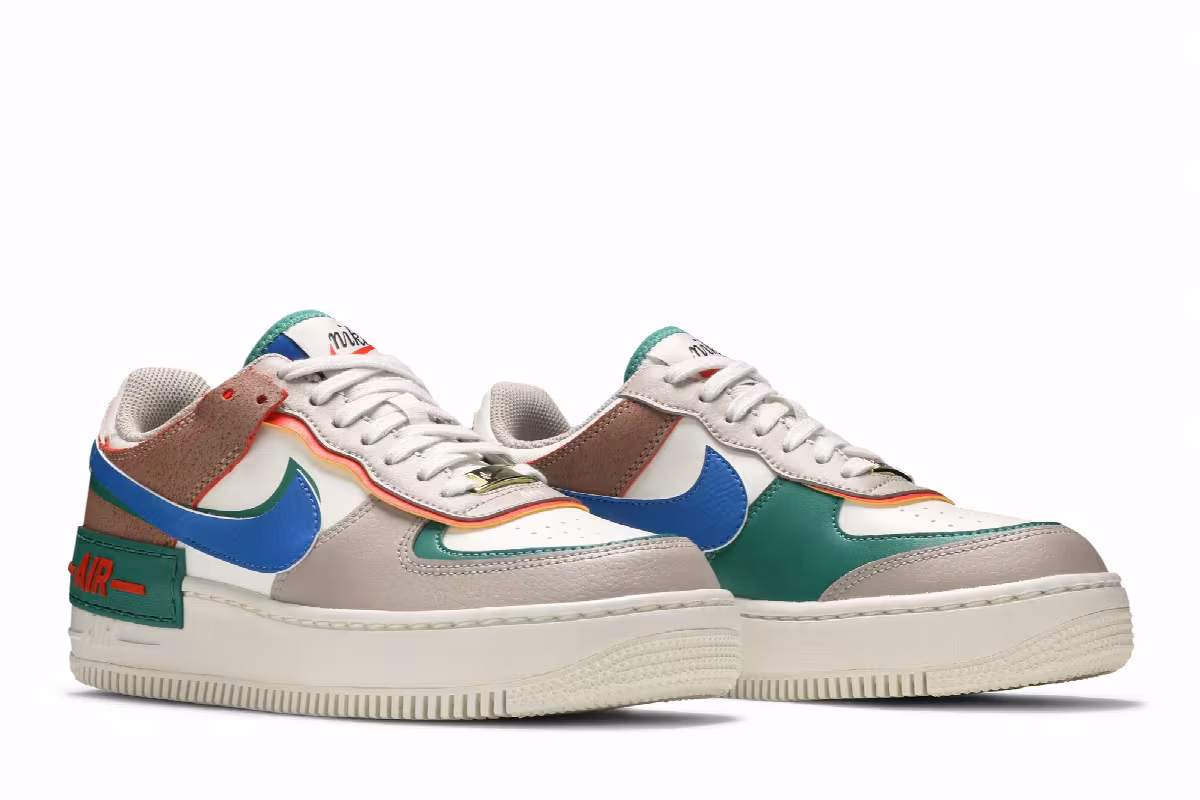 Nike Women's Air Force 1 Shadow Sail Signal Blue Green, view 9
