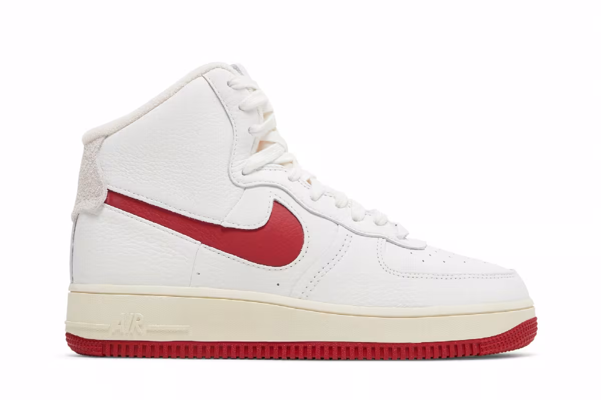 Nike Women's Air Force 1 High Sculpt White Gym Red, view 2