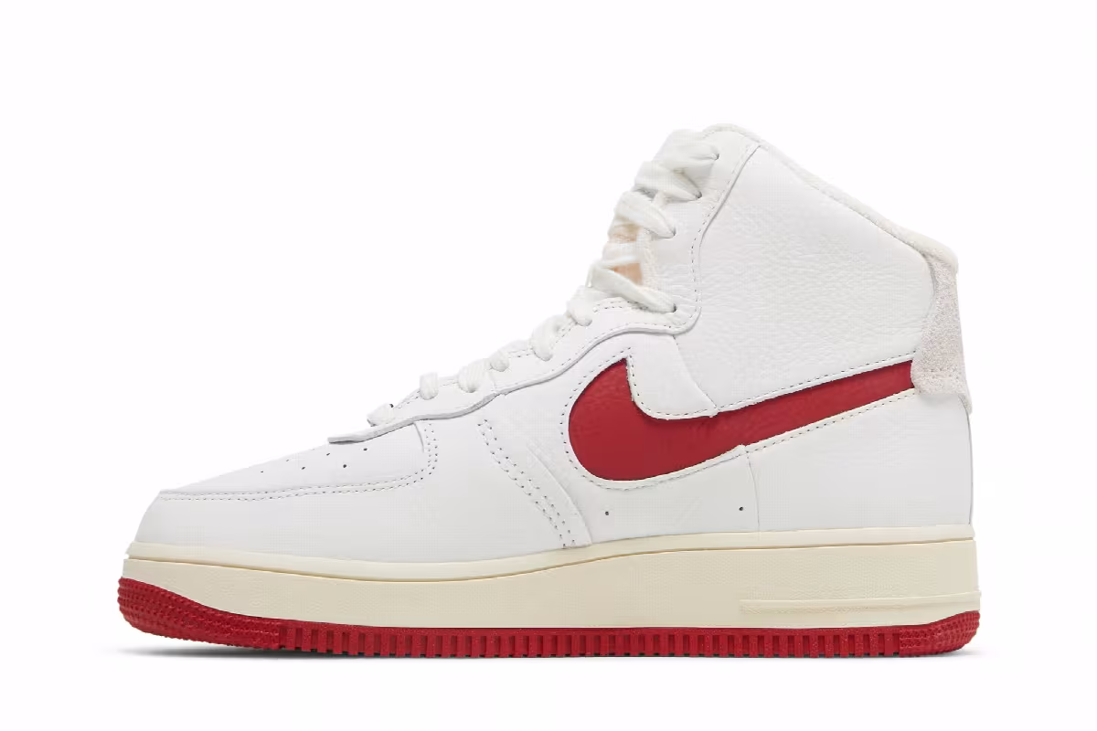 Nike Women's Air Force 1 High Sculpt White Gym Red, view 4