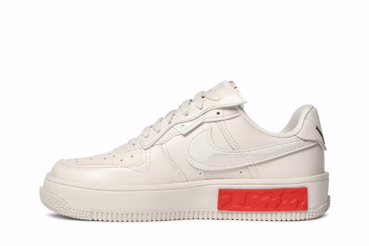 Nike Women's Air Force 1 Fontanka Pearl White University Red, view 4