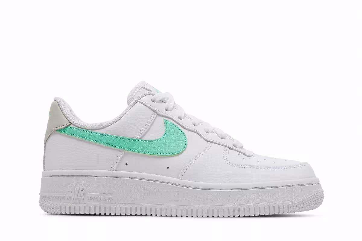 Nike Women's Air Force 1 White Green Glow, view 2