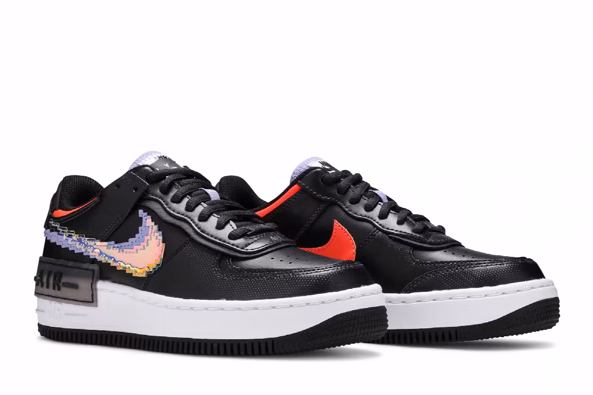 Nike Women's Air Force 1 Shadow SE Pixel Swoosh - Off Noir, view 9