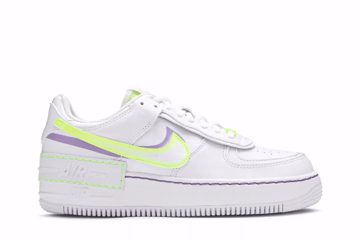Nike Women's Air Force 1 Shadow White Electric Green, view 2