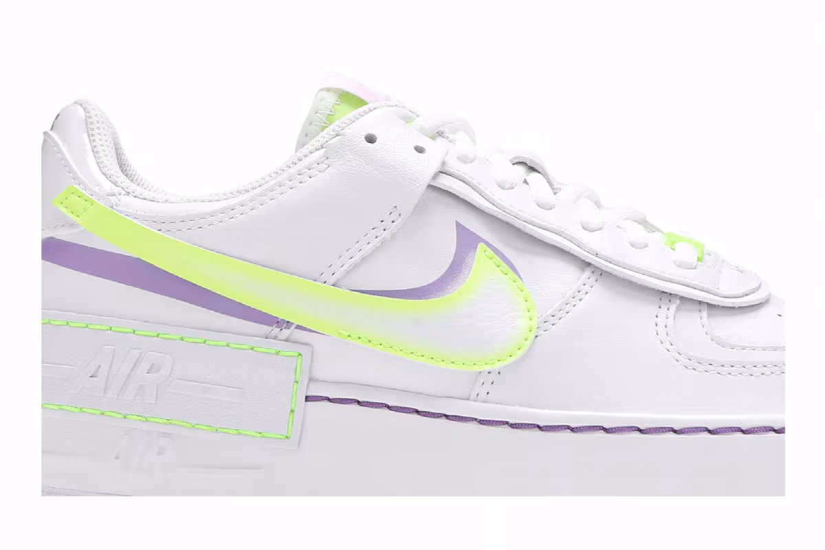 Nike Women's Air Force 1 Shadow White Electric Green, view 3