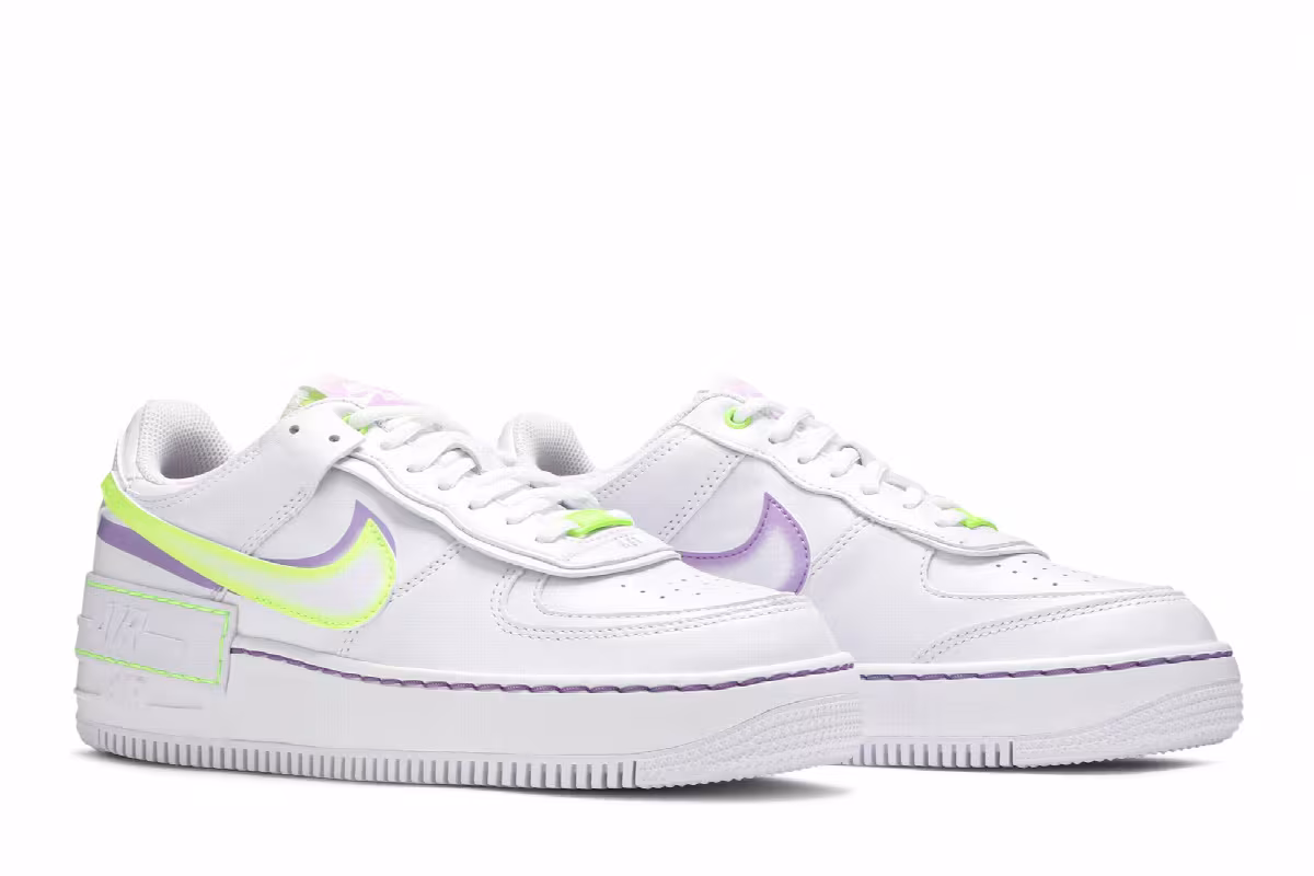 Nike Women's Air Force 1 Shadow White Electric Green, view 9