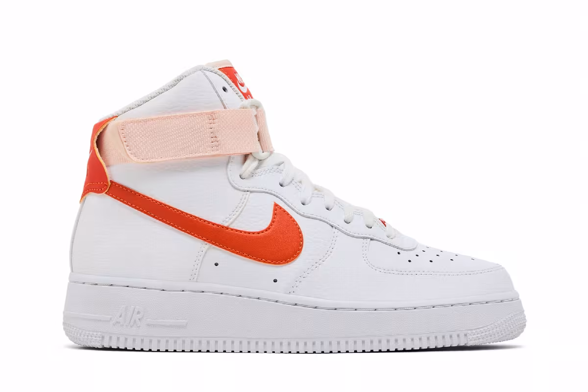 Nike Women's Air Force 1 High White Orange Pearl, view 2