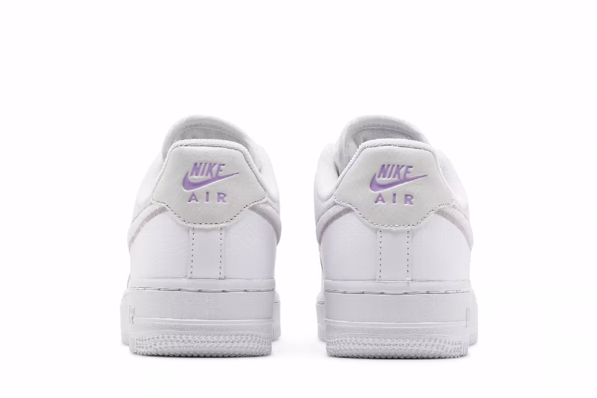 Nike Women's Air Force 1 Chenille Swoosh - White Lilac, view 7